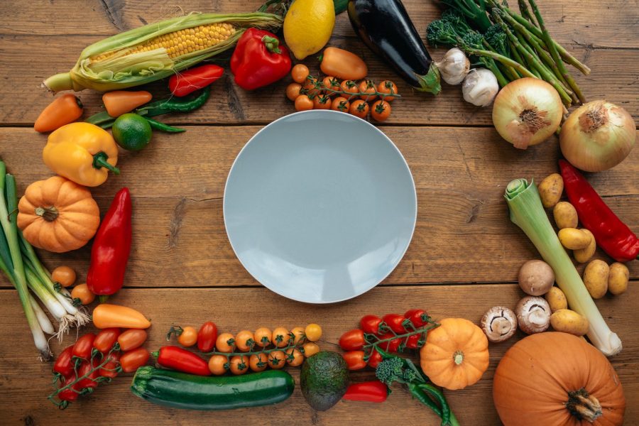 Image of fall plants around a plate